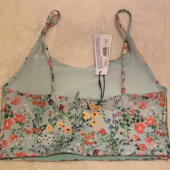 Alice + Olivia NWT Penny Scoop Crop Top Blue Floral Size Small - Picture 5 of 13